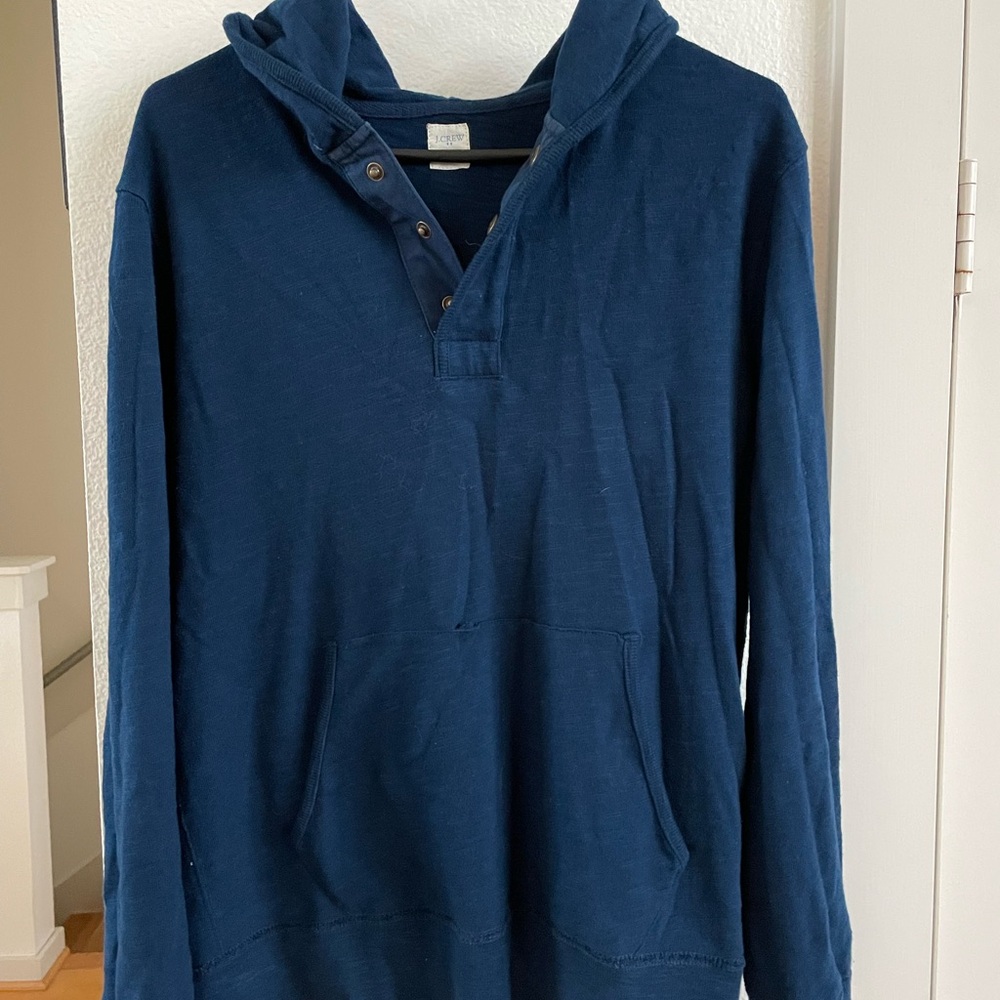 J. Crew Men’s Blue Henley Hoodie Small